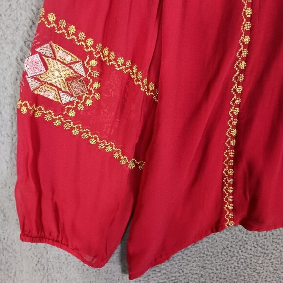 Tolani Lauren Tunic Women 3XL Red Aztec Embroidered Long Sleeve Blouse  Boho NWT - Picture 9 of 16